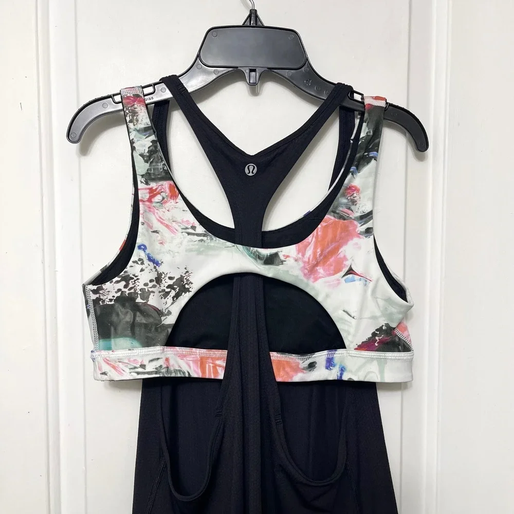 Lululemon All Sport Support Tank Size 10 in Black‎ Pigment Wave Multi